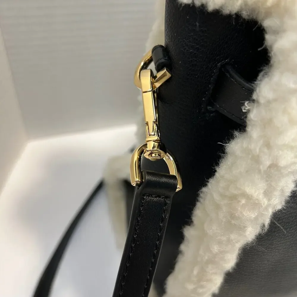 Michael Kors Hamilton Pebbled Leather Sherpa Trimmed‎ Crossbody/Satchel NWT